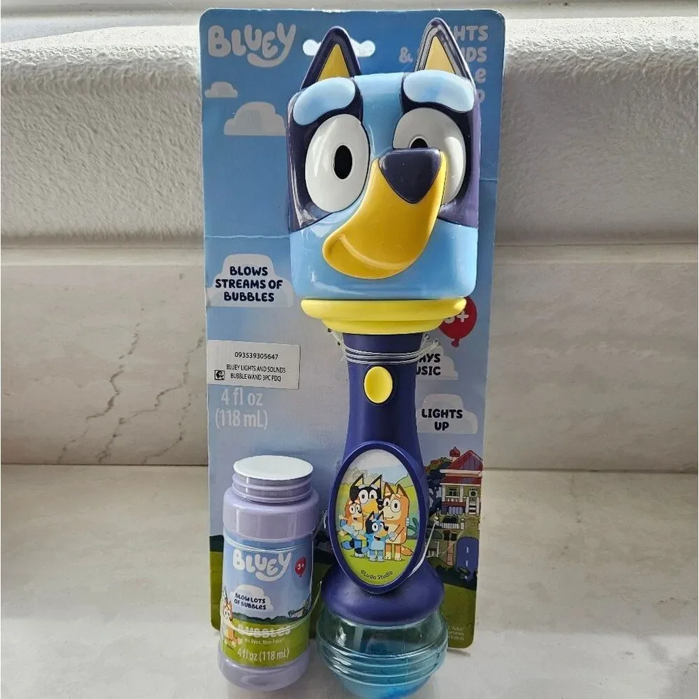 Little Kids Bluey Light and Sound Musical Bubble Wand Includes Bubble Solution